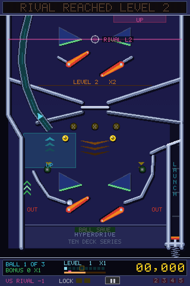 A ghost race: the rival's ghost on the level above